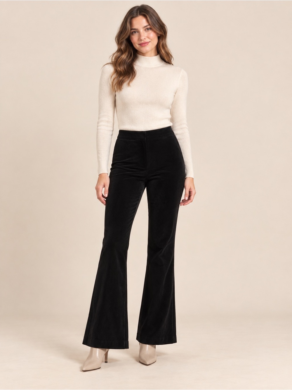 Fifteen Twenty Melanie Black Velvet Bootcut Flare Pants Women’s M NWT